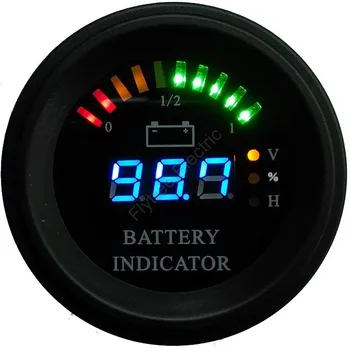 Raundas Skaitmeninis LED Baterijos išsikrovimo indikatorius Indikatorius valandų skaitiklis įkrovos metrų šakinis krautuvas, lanko LED eilutė, EV, 24V iki 200V