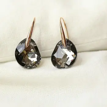 SHLUOYI Aukštos kokybės SWA šviesos black crystal bižuterijos su pervėrė auskarai ir moterų smeigės Žavinga mados juvelyrika