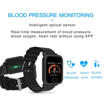 Smart Apyrankę Kraujo Spaudimo Matavimas IP67 atsparus Vandeniui Fitness tracker Žiūrėti Širdies ritmo Monitorius 