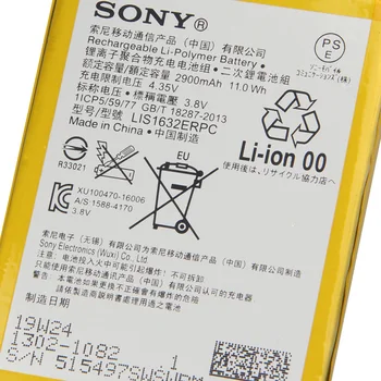 Sony Originalus atsarginis Telefono Baterija SONY Xperia XZ F8331 F8332 DUAL LIS1632ERPC Autentiški Įkrovimo Baterija (akumuliatorius 2900mAh