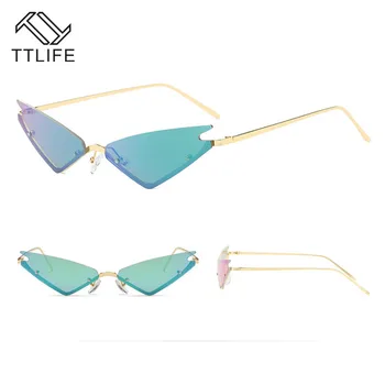 TTLIFE Cat Eye Akiniai nuo saulės Moterims Prabanga Moterų Metaliniai Rėmeliai, saulės akiniai, Veidrodis Objektyvas Derliaus Prekės Trikampio 2020 gafas de sol