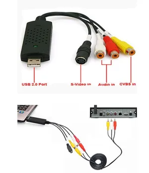 USB 2.0 Video Capture Grabber Kortelės adapterį Chipset TV, DVD, VHS Audio Capture S - video USB Keitiklis paramos Win7