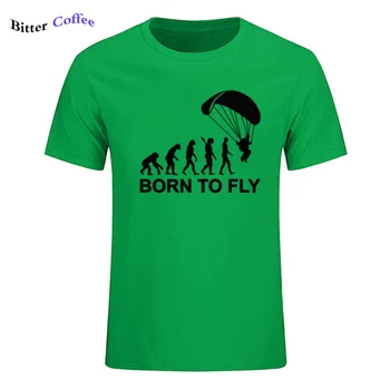 Vasaros Naujausias mados Parašiutizmas Evoliucija gimęs plaukioti T marškinėliai Vyrams Parasparnių Spausdinti Parasparniai T-shirt O kaklo Viršūnes & Tees