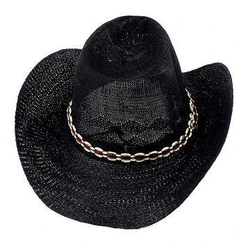 Vyriški reguliuojamas roll tinklelio juoda plataus kraštais kaubojaus skrybėlę