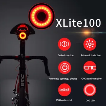 XLITE100 Dviračio Žibintuvėlis Dviračio Galinis Žibintas Auto Start/Stop Stabdžiai Jutikliai IPx6 Vandeniui LED Įkrovimo Dviračių užpakalinis žibintas 2019