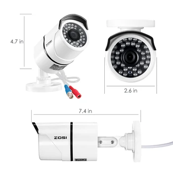 ZOSI 4pcs/daug 5MP Super HD Lauko/Patalpų Apsaugos Kameros,100ft infraraudonųjų SPINDULIŲ Naktinio Matymo,blogų oro sąlygų Stebėjimo VAIZDO Kamera Kulka