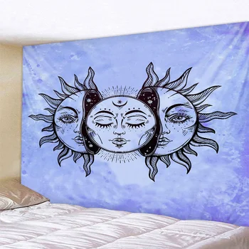 Šviesiai Mėlyna Saulė, Mėnulis Gobelenas Psichodelinio Dangaus Indijos Saulės Hipių Hipis Gobelenas Sienos Kabo Mesti Lovatiesė