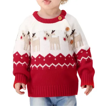 Žiemos Šiltas Baby Megztinis Kūdikis, Berniukas, Mergaitė, Kalėdų Briedžių Megztinis Ilgomis Rankovėmis Megztinis Forborn Bamblys Drabužiai